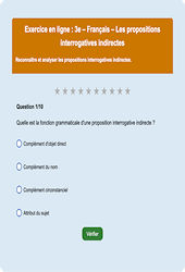 Cours et exercice : Les propositions interrogatives indirectes - Fiches  - Exercice en ligne : 3eme Secondaire