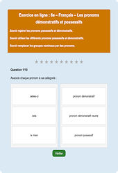 Les pronoms démonstratifs et possessifs - Fiches Exercice en ligne  - Fiches Français - Grammaire : 6eme Primaire