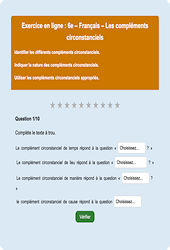 Les compléments circonstanciels - Fiches Exercice en ligne  - Fiches Français - Grammaire : 6eme Primaire