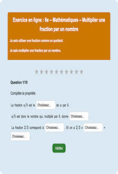 Multiplier une fraction par un nombre - Fiches  - Exercice en ligne : 6eme Primaire