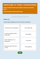 Cours et exercice : Les formes de phrases - Fiches  - Exercice en ligne (1) : 1ere Secondaire