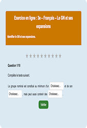 Cours et exercice : Groupe nominal et ses expansions - Fiches  - Exercice en ligne : 3eme Secondaire