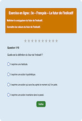 Le futur de l'indicatif - Fiches  - Exercice en ligne : 3eme Secondaire