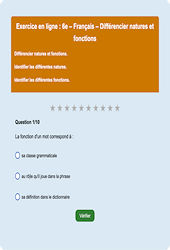 Leçon, exercice et évaluation :<br/> Différencier natures et fonctions - Fiches  - Exercice en ligne : 6eme Primaire