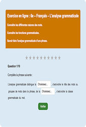 Leçon, exercice et évaluation :<br/> L'analyse grammaticale - Fiches  - Exercice en ligne : 6eme Primaire