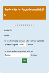 Leçon, exercice et évaluation :<br/> Le futur de l'indicatif - Fiches  - Exercice en ligne : 6eme Primaire