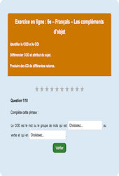 Leçon, exercice et évaluation :<br/> Les compléments d'objet - Fiches  - Exercice en ligne : 6eme Primaire
