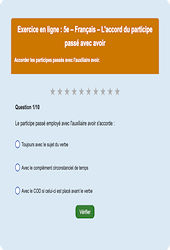 Cours et exercice : Accord du participe passé avec avoir - Fiches  - Exercice en ligne : 1ere Secondaire