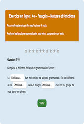 Natures et fonctions - Fiches Exercice en ligne  - Fiches Français - Grammaire : 2eme Secondaire