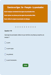 Cours et exercice : La ponctuation - Fiches  - Exercice en ligne : 1ere Secondaire