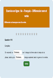 Homonymes, homophones - Fiches Exercice en ligne  - Fiches Français - Orthographe : 6eme Primaire