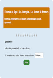 Cours et exercice : Les formes de discours - Fiches  - Exercice en ligne : 1ere Secondaire