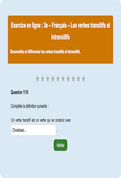 Les verbes transitifs et intransitifs - Fiches Exercice en ligne  - Fiches Français - Grammaire : 3eme Secondaire