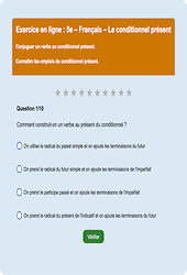 Le conditionnel présent - Fiches Exercice en ligne  - Fiches Français - Conjugaison : 1ere Secondaire