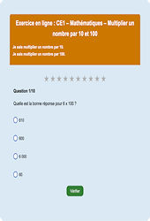 Multiplier un nombre par 10 et 100 - Fiches Exercice en ligne  - Fiches Mathématiques - Calculs : 2eme Primaire