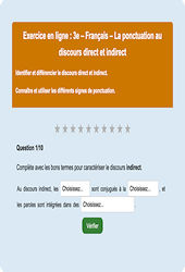 Cours et exercice : Discours direct et indirect - Fiches  - Exercice en ligne : 3eme Secondaire