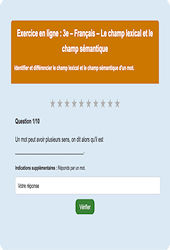 Cours et exercice : Champ lexical / sémantique - Fiches  - Exercice en ligne : 3eme Secondaire