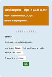 Leçon, exercice et évaluation :<br/> Homonymes, homophones - Fiches  - Exercice en ligne (2) : 6eme Primaire