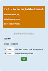 Leçon, exercice et évaluation :<br/> Familles de mots - Fiches  - Exercice en ligne : 6eme Primaire