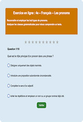 Les pronoms - Fiches Exercice en ligne  - Fiches Français - Grammaire : 2eme Secondaire