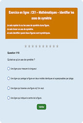 Leçon, exercice et évaluation :<br/> Identifier les axes de symétrie - Fiches  - Exercice en ligne : 2eme Primaire