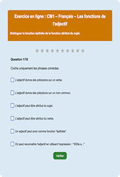 Leçon, exercice et évaluation :<br/> Les fonctions de l'adjectif - Fiches  - Exercice en ligne : 4eme Primaire