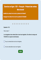 Leçon, exercice et évaluation :<br/> Être Avoir - Fiches  - Exercice en ligne : 2eme Primaire