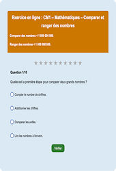 Comparer / ranger - Nombres entiers < 1 000 000 000 - Fiches Exercice en ligne  - Fiches Mathématiques - Numération : 4eme Primaire