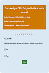 Leçon, exercice et évaluation :<br/> Sujet, groupe sujet - Fiches  - Exercice en ligne : 5eme Primaire