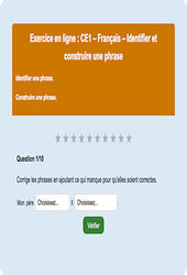 Leçon, exercice et évaluation :<br/> La phrase - Fiches  - Exercice en ligne (1) : 2eme Primaire