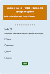 Cours et exercice : Figures de styles - Fiches analogie et opposition - Fiches  - Exercice en ligne : 3eme Secondaire