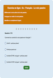 Voix passive - Fiches Exercice en ligne  - Fiches Français - Grammaire : 1ere Secondaire