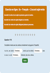 Cours et exercice : Accord sujet verbe - Fiches  - Exercice en ligne : 1ere Secondaire