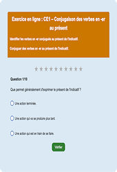 Leçon, exercice et évaluation :<br/> Présent des verbes en - er - Fiches  - Exercice en ligne : 2eme Primaire