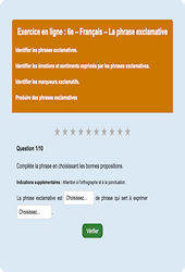 Leçon, exercice et évaluation :<br/> La phrase exclamative - Fiches Formes de phrases - Fiches  - Exercice en ligne : 6eme Primaire