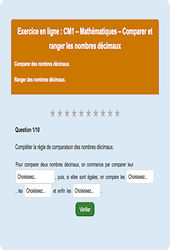 Leçon, exercice et évaluation :<br/> Comparer et ranger les nombres décimaux - Fiches  - Exercice en ligne : 4eme Primaire