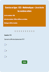 Lire / écrire - Nombres entiers < 1000 - Fiches Exercice en ligne  - Fiches Mathématiques - Numération : 3eme Primaire