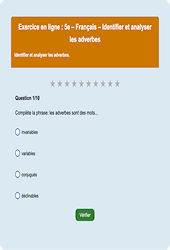 Cours et exercice : Adverbes - Fiches  - Exercice en ligne : 1ere Secondaire
