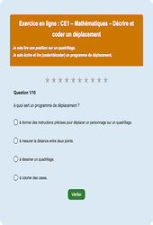 Leçon, exercice et évaluation :<br/> Quadrillage / Plan - Fiches  - Exercice en ligne : 2eme Primaire