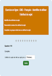 Leçon, exercice et évaluation :<br/> Attribut du sujet - Fiches  - Exercice en ligne : 5eme Primaire