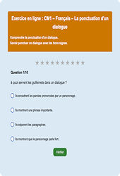 La ponctuation d'un dialogue - Fiches Exercice en ligne  - Fiches Français - Grammaire : 4eme Primaire