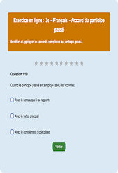 Accord du participe passé - Fiches  - Exercice en ligne : 3eme Secondaire