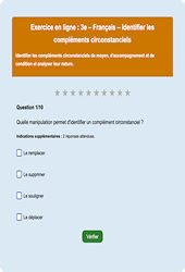 Les compléments circonstanciels - Fiches  - Exercice en ligne (3) : 3eme Secondaire