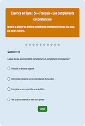 Les compléments circonstanciels - Fiches  - Exercice en ligne : 1ere Secondaire