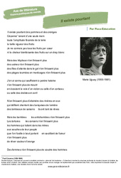 Il existe pourtant (Marie Uguay) - Littérature : 3eme Secondaire - PDF à imprimer