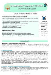 Discrimination et inclusion - Séquence complète - EMC : 1ere Secondaire - PDF à imprimer