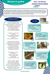 Nature et poésie (sur les papillons) - Atelier de lecture : 6eme Primaire - PDF à imprimer