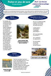 Poésie et jeux de sons (J. Demeuzes & Jules Laforgue) - Atelier de lecture : 6eme Primaire - PDF à imprimer