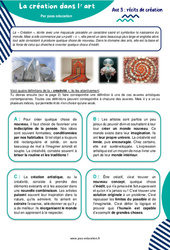 La création dans l’art - Atelier de lecture : 6eme Primaire - PDF à imprimer
