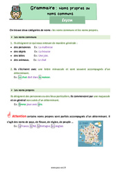 Les noms communs et noms propres - Séquence complète : 2eme Primaire - PDF à imprimer